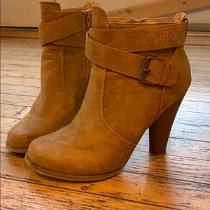 Tan Heeled Booties! Size 8 1/2